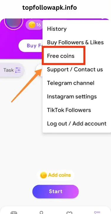 top follow apk user name free coins